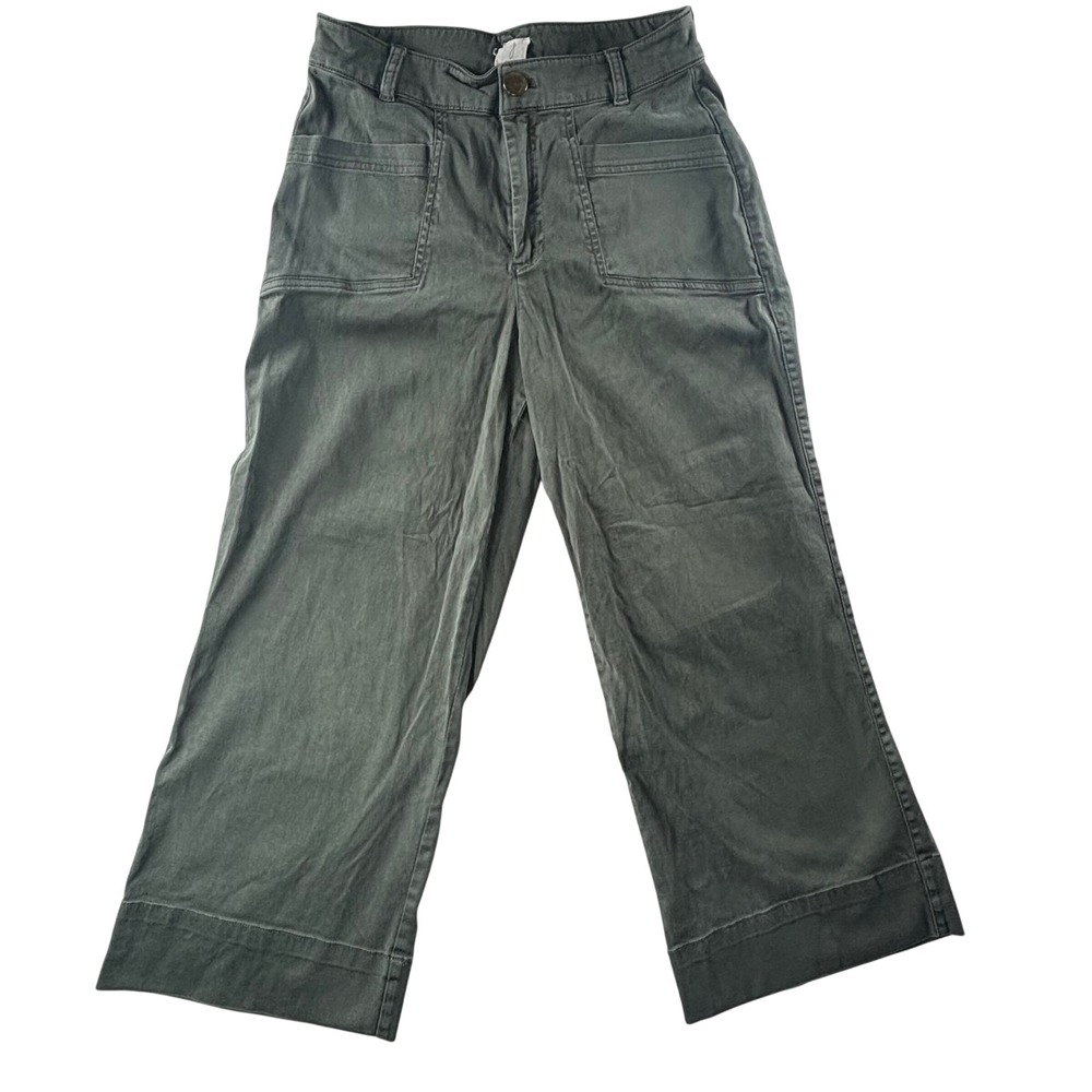 Joie Cropped Wide Leg Utility Pants Army Green Size 8‎ Cropped Cargo Chino Soft